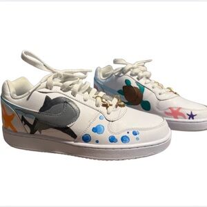 Custom Hand Painted White Nike Sneakers - Ocean Dream
